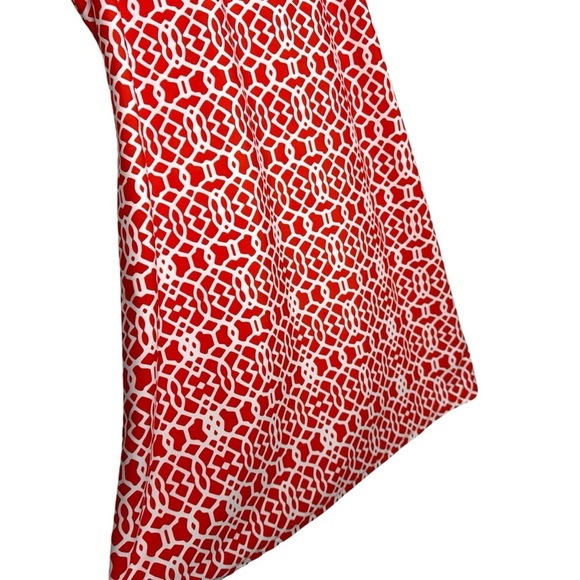 Jude Connally Lisa Geometric Shift Dress Sz Medium Orange White Sleeveless - Picture 4 of 9